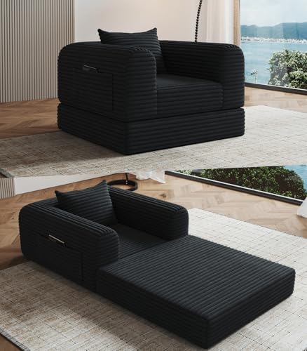2-in-1 Convertible Memory Foam Floor Sofa and Lounger Chair