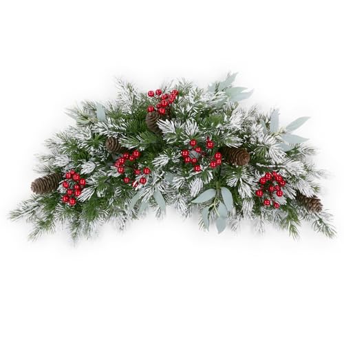 26-Inch Artificial Christmas Mailbox Swag with Pine Cones and Red Berries