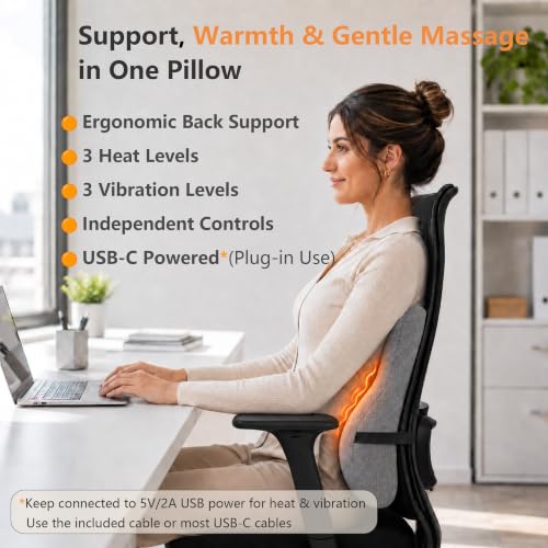 Ergonomic Lumbar Support Pillow with Heat & Vibration Massage