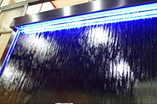 XXL 50" x 35" Stainless Steel Wall Fountain with Color-Changing Lights
