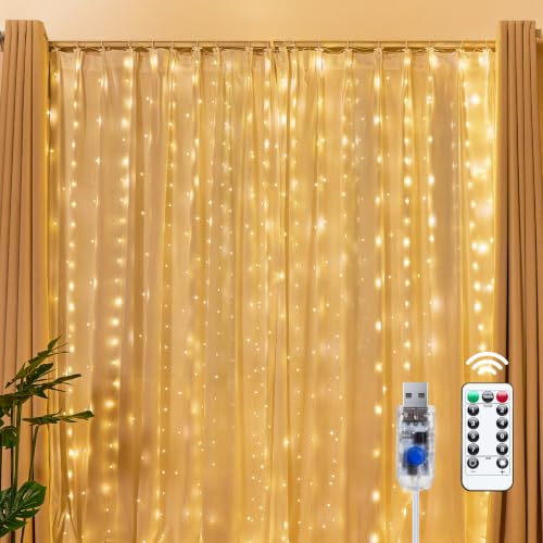 Brightown 300 LED Fairy Curtain Lights 9.8x9.8ft USB String Lights