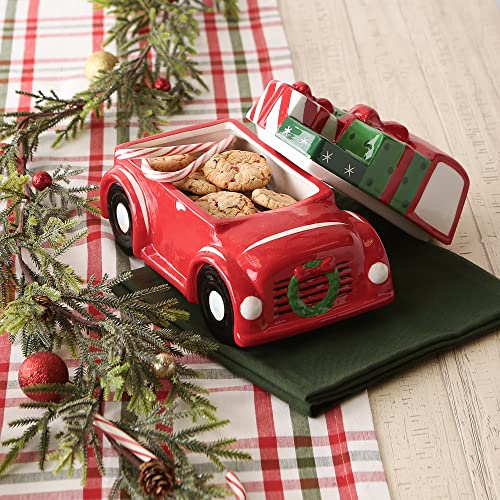DII Red Christmas Truck Cookie Jar - Holiday Kitchen Decor, 10.5x6x6.5 inches