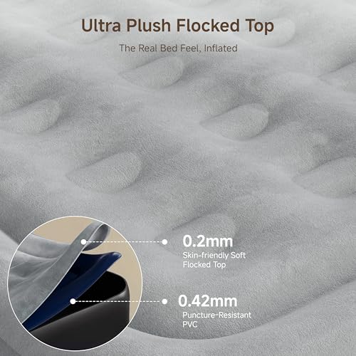 Queen Air Mattress with Built-in Pump - 18" Self-Inflating Blow Up Bed