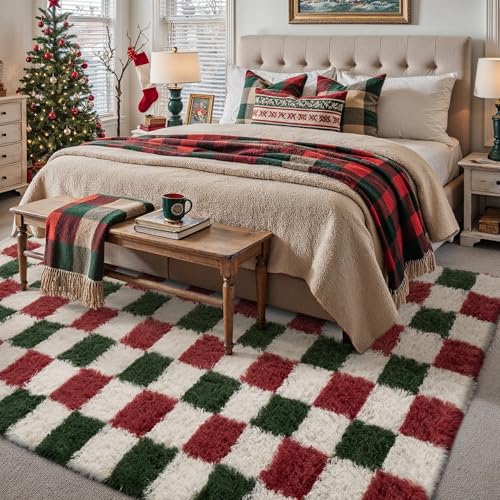 PureCozy Christmas Area Rug 9x12 Plush Shag Carpet for Living Room