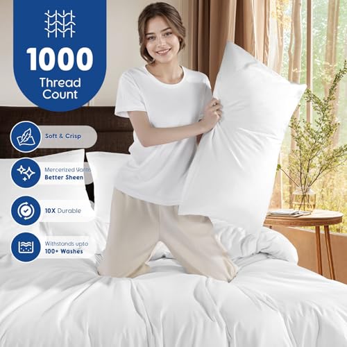 1000 Thread Count Egyptian Cotton King Duvet Cover Set - White