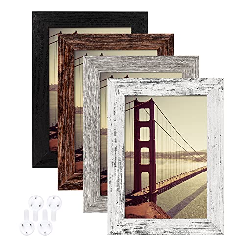 4x6 Picture Frame Set, Distressed Farmhouse Wood Style Frames - 4 Pack