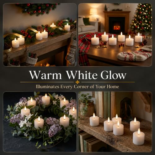6-Pack Flameless Wax LED Votive Candles with Remote for Home Decor - White