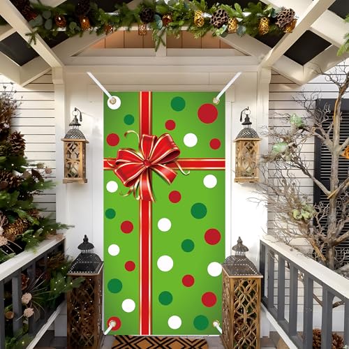 Christmas Door Cover Xmas Gift Box Banner Indoor Outdoor Holiday Decor 70.9"