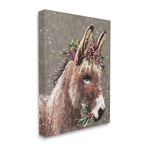 Winter Donkey Snow Falling Canvas Wall Art - 48"L x 36"W Holiday Decor