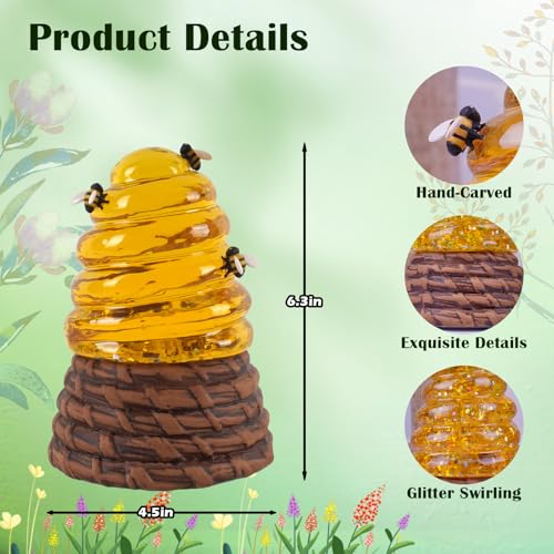 Honey Bee Snow Globe with Timer - Lighted Spring Tabletop Decor