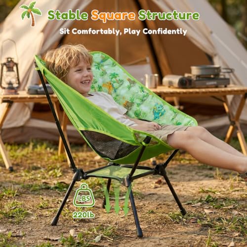 Kids Folding Camping Chair with Dinosaur Print and Carry Bag