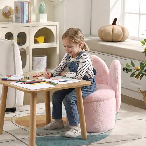 Plush Butterfly Toddler Chair with Storage - Pink Kids Reading Ottoman