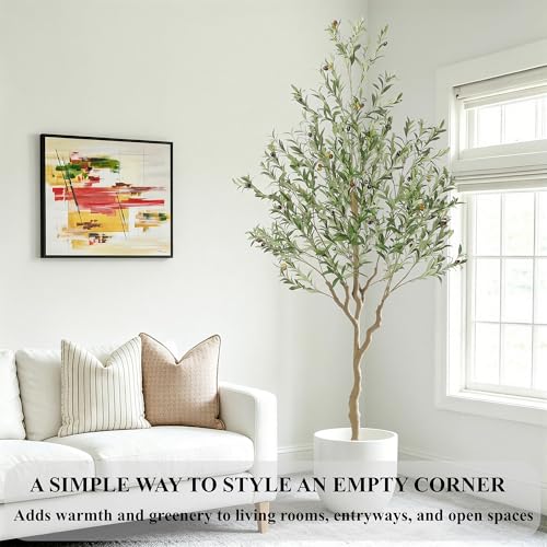 7ft Realistic Faux Olive Tree - Lifelike Artificial Indoor Plant