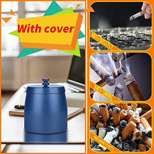 Large Stainless Steel Smokeless Ashtray with Lid - Windproof Outdoor Tray