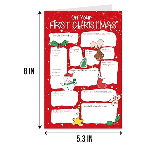 Qiliji Q&A First Christmas Card for Baby – Funny Baby Boy Girl Keepsake (Your First Christmas)