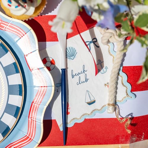 Bonjour Fête Nautical Cocktail Napkins 5-inch Pack of 20 for Summer Parties