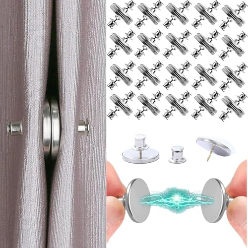 20 Pairs Magnetic Curtain Clips with Pins - Anti-Slide Blackout Weights