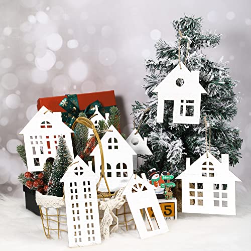Talltalk 36 Pcs Christmas Wood Ornaments Set – White Cutouts for Crafts