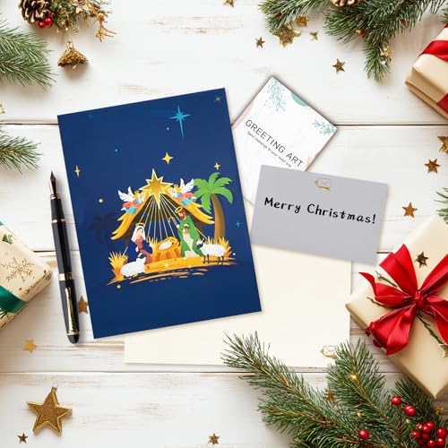 Pop Up Christmas Card with Light and Music, Nativity Musical