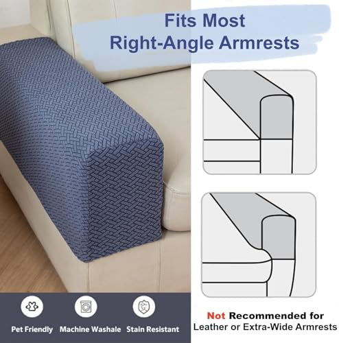 Stretchable Polyester Sofa Arm Covers - Set of 2, Anti-Slip & Washable
