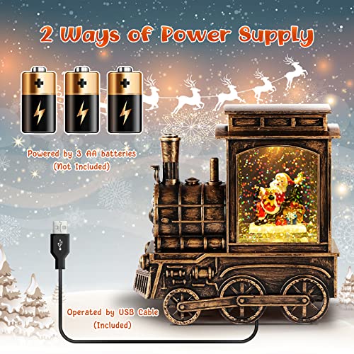 Musical Christmas Snow Globe Train Lantern with Snowflake Projection & 6H Timer