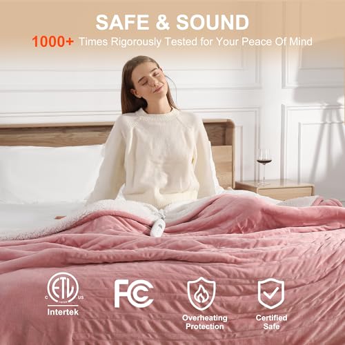 Pink Heated Throw Blanket - Ultra Warm Electric Blanket 50x60