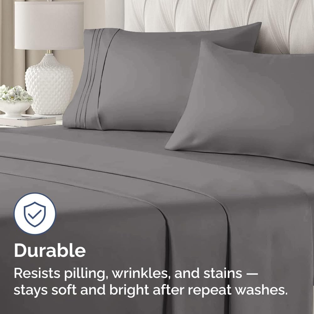 Skiennix Standard Pillow Cases Set of 4 - Ultra Soft Hotel Quality Covers - Machine Washable Dark Grey