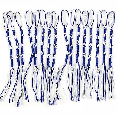 Tzitzits Set with Durable Hooks for Pants and Jeans - 16-Inch Blue White
