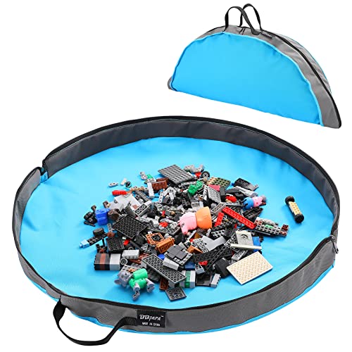 2-in-1 Toy Storage Bag and Play Mat for Building Blocks - Portable Zipper Bag
