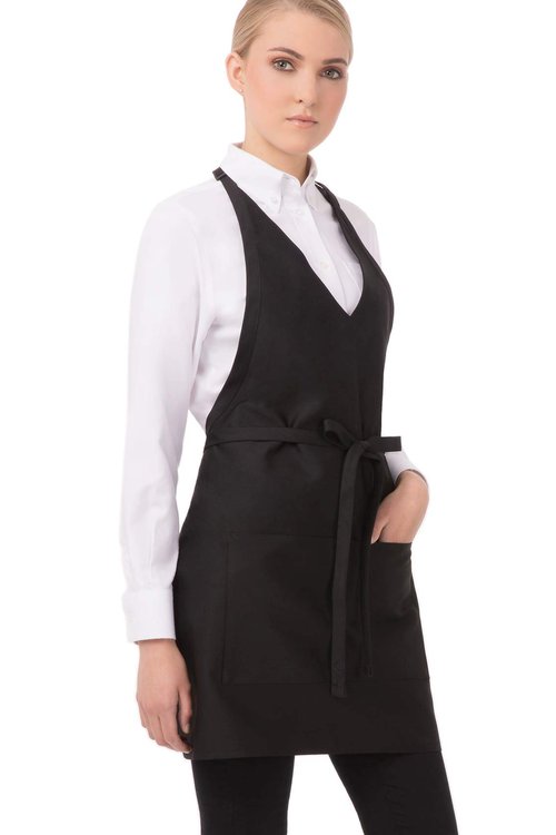 Chef Works Unisex V-Neck Tuxedo Apron, Black, One Size