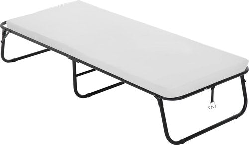 Guest Folding Bed - Heavy-Duty Rollaway Bed with 3.9" Foam Mattress | Portable 77" x 31" x 12" for Spare Bedroom or Office - White