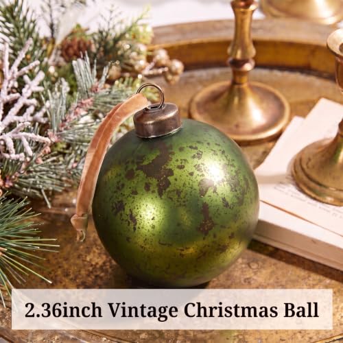Suncalla Green Vintage Rustic Christmas Ball Ornaments Set 12 - 2.36 Inch