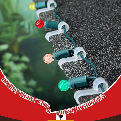 100 Pcs Outdoor Gutter Clips for Christmas String Lights, Weatherproof Hooks