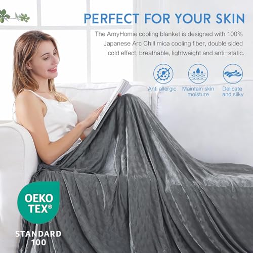 AmyHomie Double-Sided Cooling Blanket for Hot Sleepers - Queen 90"x90"