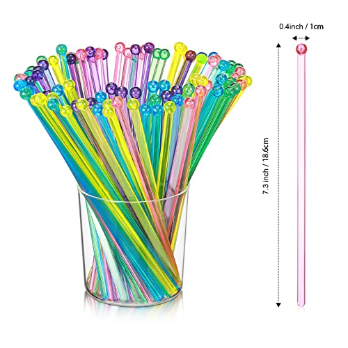Multicolor Disposable Plastic Swizzle Sticks - 100 Pack for Cocktails & Drinks