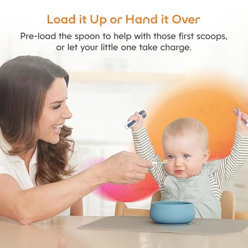 Silicone Self-Feeding Baby Spoons 4-Pack for Weaning