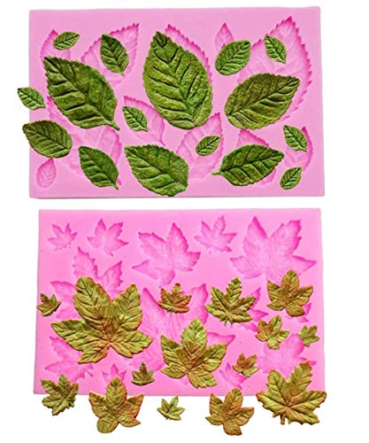 SUNKOOL 2Pcs Leaf Mold Silicone Leaves Cake & Craft Decoration