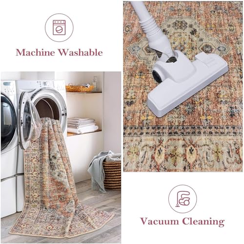 Oriental Hallway Runner Rug, 2.5x8 Machine Washable Non-Slip Floor Carpet