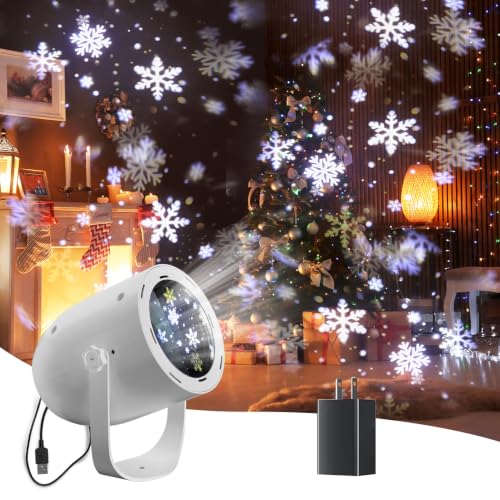 Snowflake Pattern LED Projector Lights for Indoor Holiday Decorations - White - 1 Pack