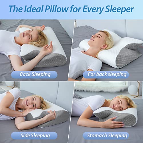 Memory Foam Cervical Pillow - 2 in 1 Ergonomic Neck Support for Pain Relief