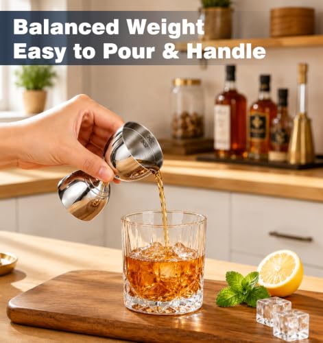 PAGWS Stainless Steel Double Jigger Bar Tool for Cocktails & Mixology