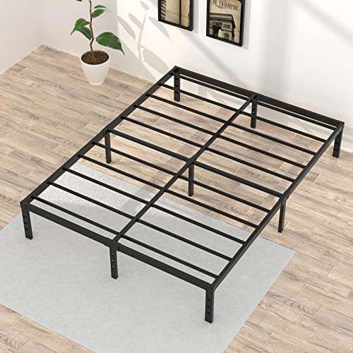 Queen Size Metal Platform Bed Frame, 14-Inch Under-Bed Storage, Heavy Duty