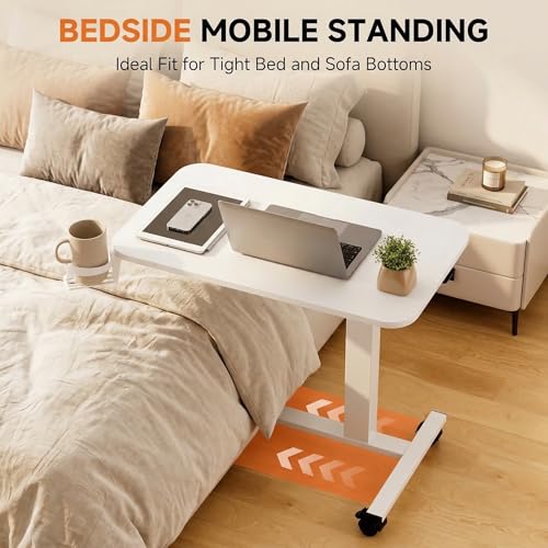 Mobile Rolling Standing Desk, Adjustable Height Overbed Laptop Table
