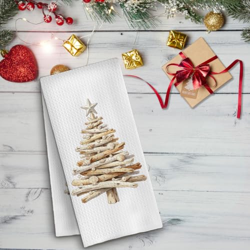 QWZDRHYJI Coastal Beach Christmas Tree Kitchen Towels 16x24 Inches