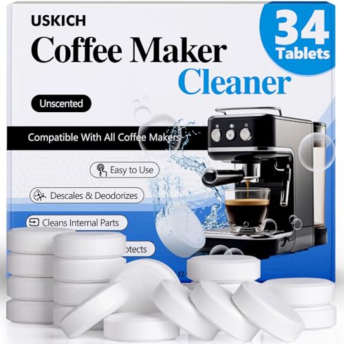 Coffee Machine Descaler Tablets - Universal Coffee Maker Cleaner, 34 Pack