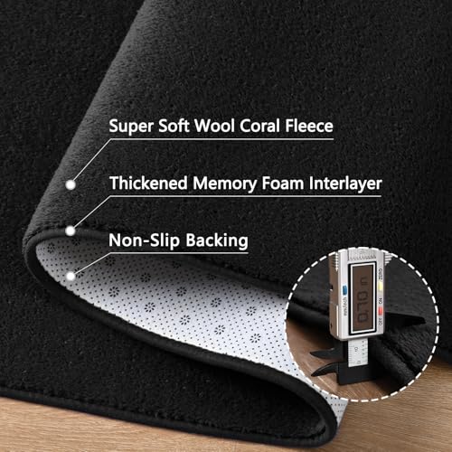 4x6 Black Area Rug, Washable Memory Foam Minimalist Indoor Carpet
