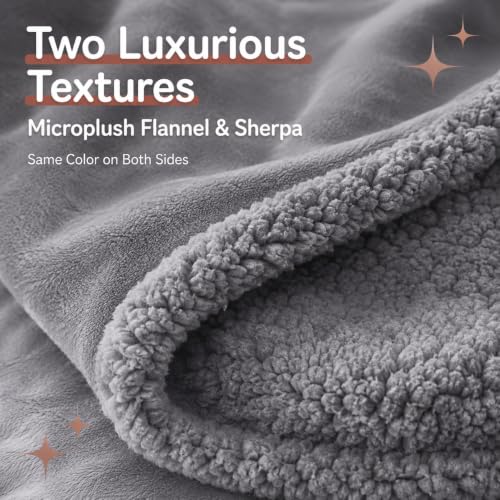 Electric Heated Blanket, Full Size 72"x84", Flannel & Sherpa