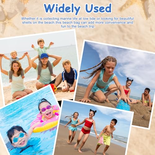 3 Pcs Mesh Beach Bags for Kids, Shell Collecting Net with Toggle Closure
