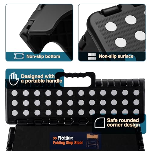 15-Inch Extra Wide Folding Step Stool, Non-Slip Compact Collapsible Stool