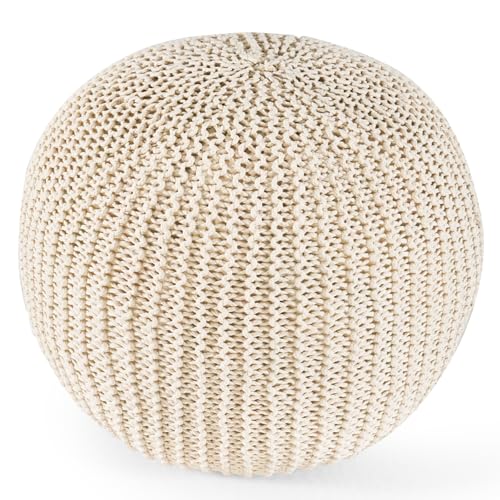 Round Plush Foam-Filled Pouf Ottoman, 26-Inch Decorative Foot Rest